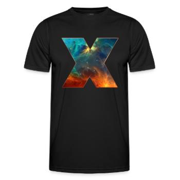 Buchstabe X, Universum, Weltraum, Kosmos, Sci-fi - Männer Funktions-T-Shirt - Schwarz - Vorne - AI Model Male 178 dark (178cm)