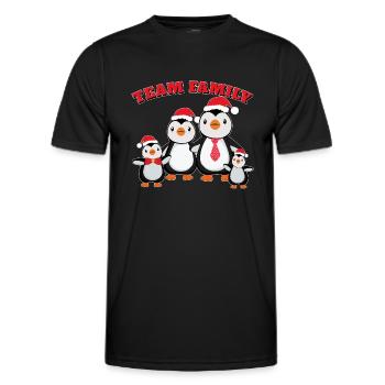 équipe famille pingouin famille conifère de Noël - T-shirt sport Homme - noir - Devant - AI Model Male 178 dark (178cm)