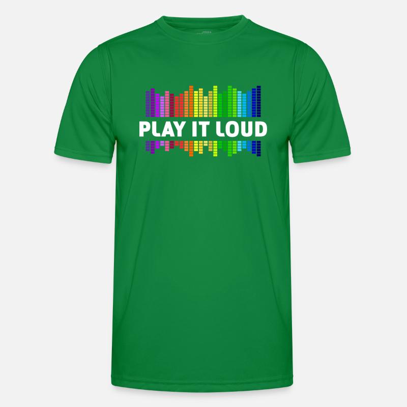 Play it loud Equalizer Musik Regenbogen bunt Disko Männer Funktions-T-Shirt