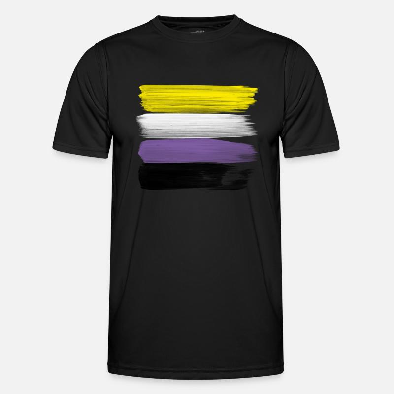 Non-Binary Pride Strokes - Männer Funktions-T-Shirt - Schwarz