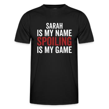 Sarah ist mein Name Verderben ist mein Spiel - Männer Funktions-T-Shirt - Schwarz - Vorne - AI Model Male 178 dark (178cm)