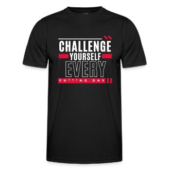 Motivation Challenge Yourself Every F***ng day - T-shirt sport Homme - noir - Devant - AI Model Male 178 dark (178cm)