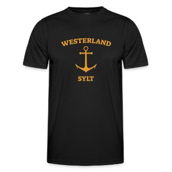 Westerland - Sylt - North Sea - Anchor - Seagull - Island - Men's Functional T-Shirt - black - Front - AI Model Male 178 dark (178cm)