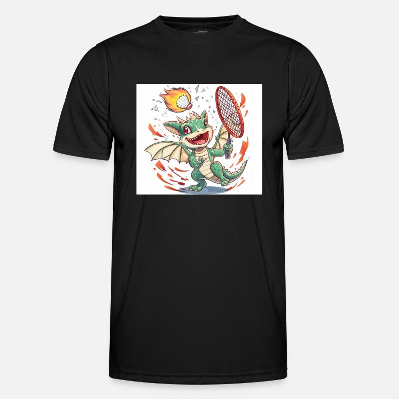 Badminton Drache - Männer Funktions-T-Shirt - Schwarz