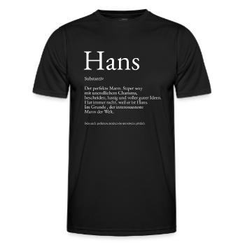 Hans Wörterbuch Erklärung Vorname Hans - Männer Funktions-T-Shirt - Schwarz - Vorne - AI Model Male 178 dark (178cm)