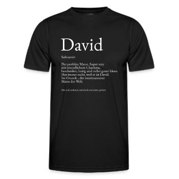 David Wörterbuch Erklärung Vorname David - Männer Funktions-T-Shirt - Schwarz - Vorne - AI Model Male 178 dark (178cm)