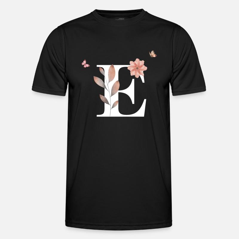 Buchstabe e Wildblumen Aquarelle - Männer Funktions-T-Shirt - Schwarz