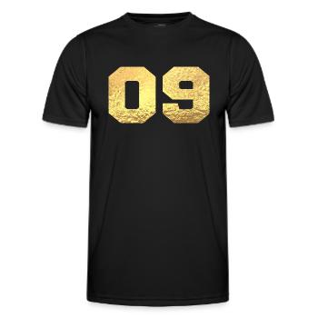Nummer 9 Gold Glitter - 9. Jahrestag - Männer Funktions-T-Shirt - Schwarz - Vorne - AI Model Male 178 dark (178cm)