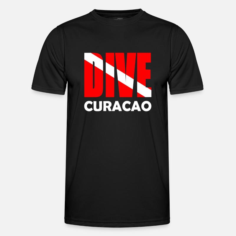 Dive Curacao Diver Down Flag Scuba Diving Tauchen Männer Funktions-T-Shirt