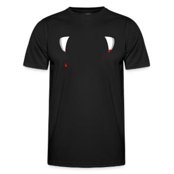 Halloween Vampirzähne T-Shirt Vampir Kostüm Party - Männer Funktions-T-Shirt - Schwarz - Vorne - AI Model Male 178 dark (178cm)