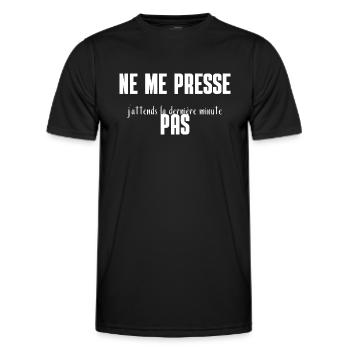 Ne me presse pas j'attends la dernière minute - T-shirt sport Homme - noir - Devant - AI Model Male 178 dark (178cm)