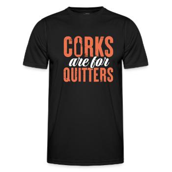 Les bouchons sont pour les quittants Bouchon de vin de liège drôle - T-shirt sport Homme - noir - Devant - AI Model Male 178 dark (178cm)