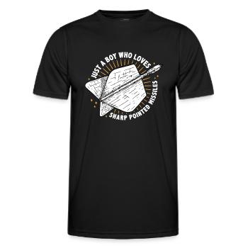 Just A Boy Who Loves Sharp Pointed Missiles Dart P - Men's Functional T-Shirt - black - Front - AI Model Male 178 dark (178cm)