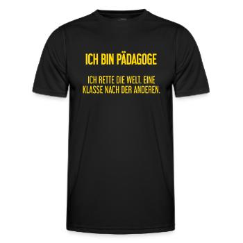 Ich bin Pädagoge - ich rette die Welt - Männer Funktions-T-Shirt - Schwarz - Vorne - AI Model Male 178 dark (178cm)