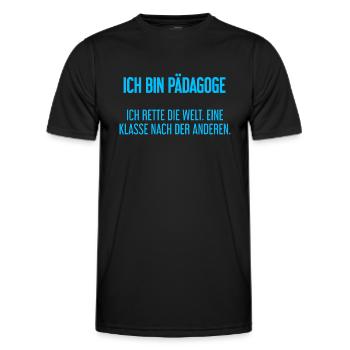 Ich bin Pädagoge - ich rette die Welt - Männer Funktions-T-Shirt - Schwarz - Vorne - AI Model Male 178 dark (178cm)