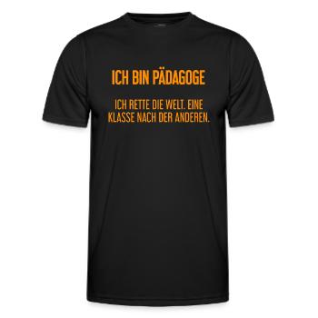 Ich bin Pädagoge - ich rette die Welt - Männer Funktions-T-Shirt - Schwarz - Vorne - AI Model Male 178 dark (178cm)