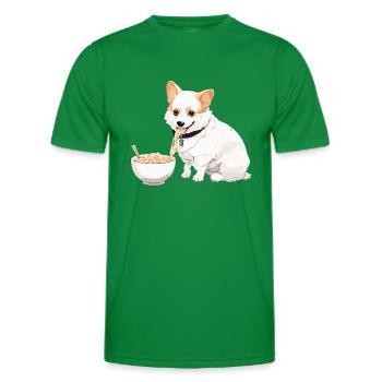 Corgi qui mange des ramens #1 - T-shirt sport Homme - vert - Devant - AI Model Male 178 dark (178cm)