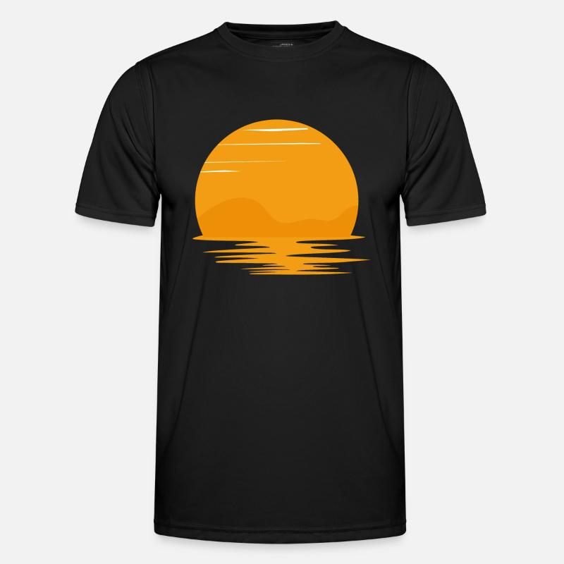 Retro Sunset Rays Wavy - Men's Functional T-Shirt - black