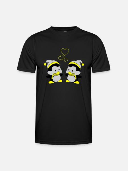 pingus in love - Männer Funktions-T-Shirt - Schwarz