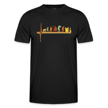 Gaming ECG Heartbeat Evolution Retro Gamer - Men's Functional T-Shirt - black - Front - AI Model Male 178 dark (178cm)