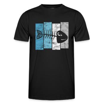 Arêtes de poisson pour pêcheurs, pêcheurs et enfants | Poissons - T-shirt sport Homme - noir - Devant - AI Model Male 178 dark (178cm)