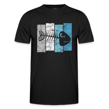 Arêtes de poisson pour pêcheurs, pêcheurs et enfants | Poissons - T-shirt sport Homme - noir - Devant - AI Model Male 178 dark (178cm)