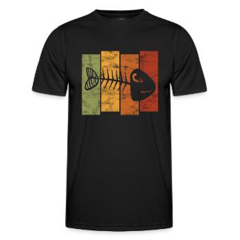 Arête de poisson pour les pêcheurs, les pêcheurs et les enfants | Poissons - T-shirt sport Homme - noir - Devant - AI Model Male 178 dark (178cm)