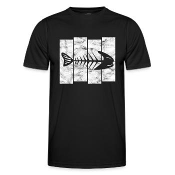 Arête de poisson pour les pêcheurs, les pêcheurs et les enfants | Poissons - T-shirt sport Homme - noir - Devant - AI Model Male 178 dark (178cm)