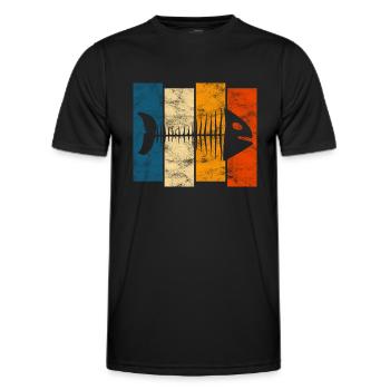 Arête de poisson pour les pêcheurs, les pêcheurs et les enfants | Poissons - T-shirt sport Homme - noir - Devant - AI Model Male 178 dark (178cm)