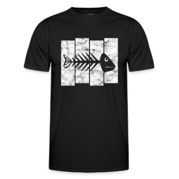 Arête de poisson pour les pêcheurs, les pêcheurs et les enfants | Poissons - T-shirt sport Homme - noir - Devant - AI Model Male 178 dark (178cm)