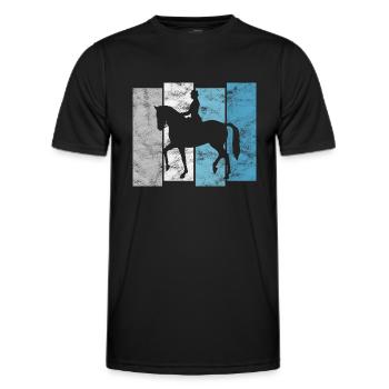 Dressage Cavalier de dressage Cheval d’équitation - T-shirt sport Homme - noir - Devant - AI Model Male 178 dark (178cm)