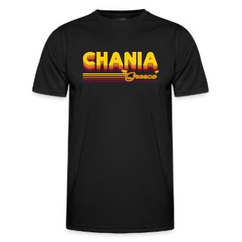 Chania: Mediterranean retro design - Men's Functional T-Shirt - black - Front - AI Model Male 178 dark (178cm)