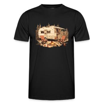 Camping Natur Wein Lagerfeuer - Die Alpen Designer - Männer Funktions-T-Shirt - Schwarz - Vorne - AI Model Male 178 dark (178cm)