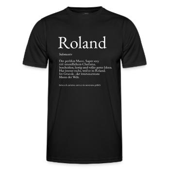 Roland Wörterbuch Erklärung Vorname Roland - Männer Funktions-T-Shirt - Schwarz - Vorne - AI Model Male 178 dark (178cm)