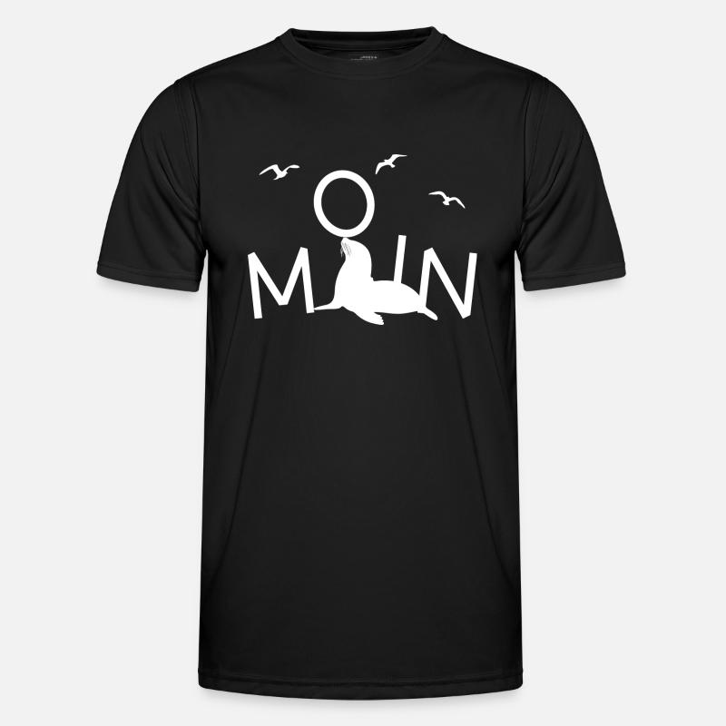 Moin Robbe Möwe - Männer Funktions-T-Shirt - Schwarz