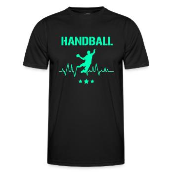 Handball EKG Herzschlag Puls Sprungwurf - Männer Funktions-T-Shirt - Schwarz - Vorne - AI Model Male 178 dark (178cm)
