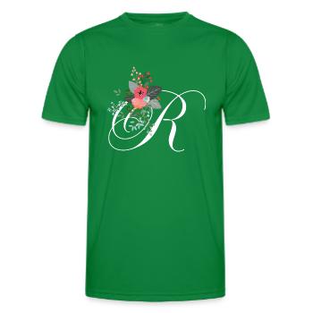 Letter r flowery - Men's Functional T-Shirt - kelly green - Front - AI Model Male 178 dark (178cm)