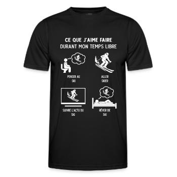Skieur Ski Humour Temps Libre - T-shirt sport Homme - noir - Devant - AI Model Male 178 dark (178cm)