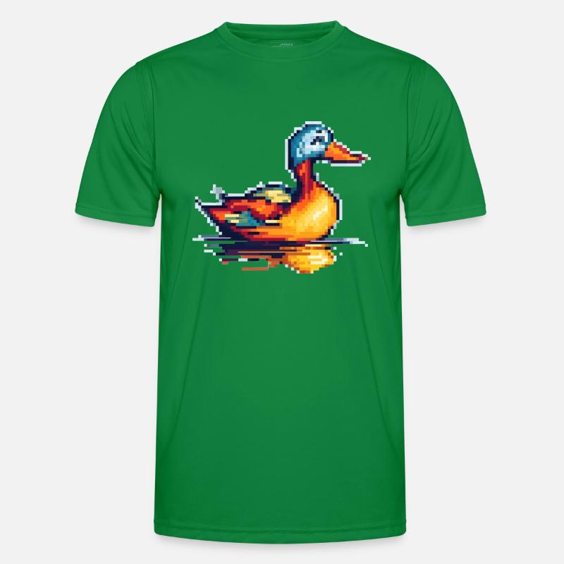 Small duck in 8 bit retro pixel graphics Men's Functional T-Shirt