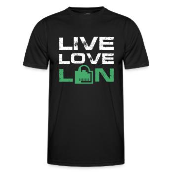 Live Love Lan IT Tech Network Admin Administration - Männer Funktions-T-Shirt - Schwarz - Vorne - AI Model Male 178 dark (178cm)