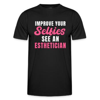 Verbessern Sie Ihre Selfies bei einer Kosmetikerin - Männer Funktions-T-Shirt - Schwarz - Vorne - AI Model Male 178 dark (178cm)