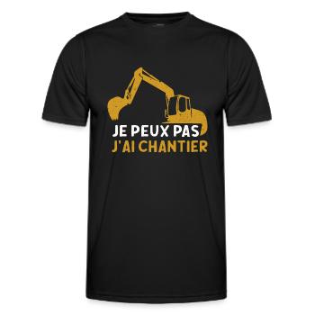 J Peux Pas J ai Chantier - T-shirt sport Homme - noir - Devant - AI Model Male 178 dark (178cm)