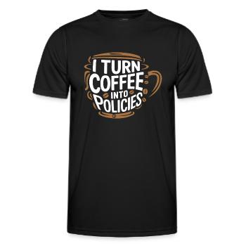 Kaffee trifft Versicherung – mit Humor - Männer Funktions-T-Shirt - Schwarz - Vorne - AI Model Male 178 dark (178cm)