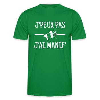 J'PEUX PAS j'AI MANIF' - T-shirt sport Homme - vert - Devant - AI Model Male 178 dark (178cm)