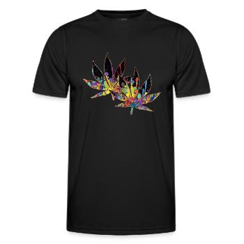 Crazy Colored Marijuana Leaves 1 - Männer Funktions-T-Shirt - Schwarz - Vorne - AI Model Male 178 dark (178cm)