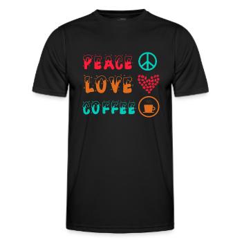 FRIEDEN LIEBE KAFFEE - Männer Funktions-T-Shirt - Schwarz - Vorne - AI Model Male 178 dark (178cm)