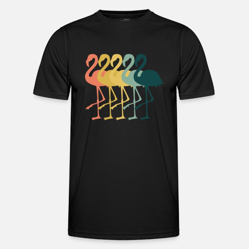Flamingo Retro - Männer Funktions-T-Shirt - Schwarz