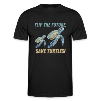 flip the future, save turtles! - T-shirt sport Homme - noir - Devant - AI Model Male 178 dark (178cm)