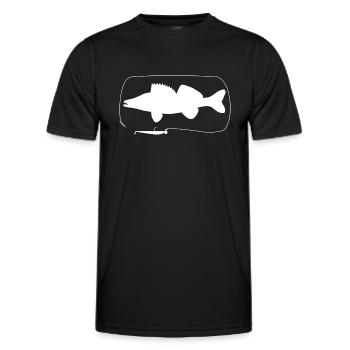 Pike-perch with softbait - Men's Functional T-Shirt - black - Front - AI Model Male 178 dark (178cm)