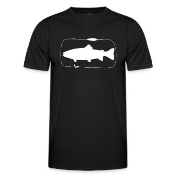 Trout Sbirolino assembly with bee maggot - Men's Functional T-Shirt - black - Front - AI Model Male 178 dark (178cm)
